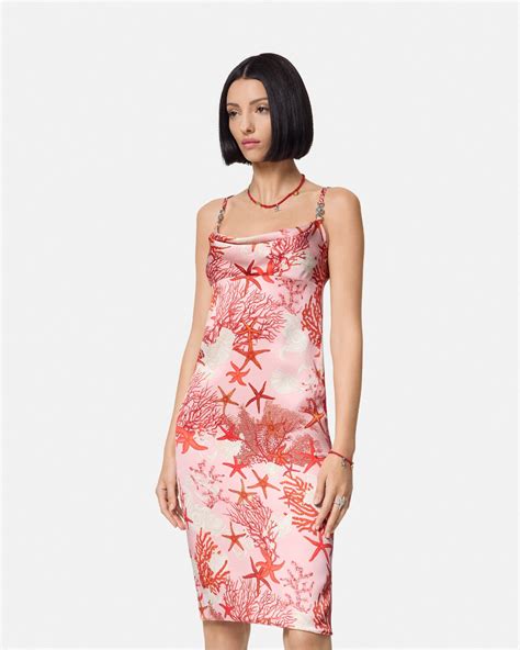 mermaid dress versace|Barocco Sea Silk Slip Mini Dress Pink,Print .